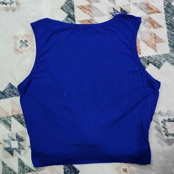 Zenana Blue Twist Front Tank Top – Women’s Size M Sleeveless Stretchy Crop - Picture 8 of 8